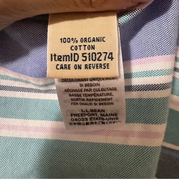L.L. Bean women’s  Striped Shirt - Purple, Green, and Gray LP - Picture 7 of 7